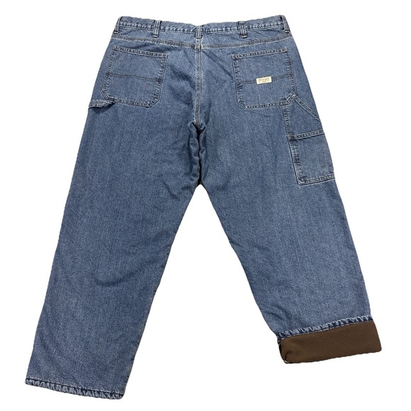 Wrangler Fleece lined Carpenter Jeans Men's 40x30 Blue Denim‎ Workwear Baggy - Picture 1 of 13